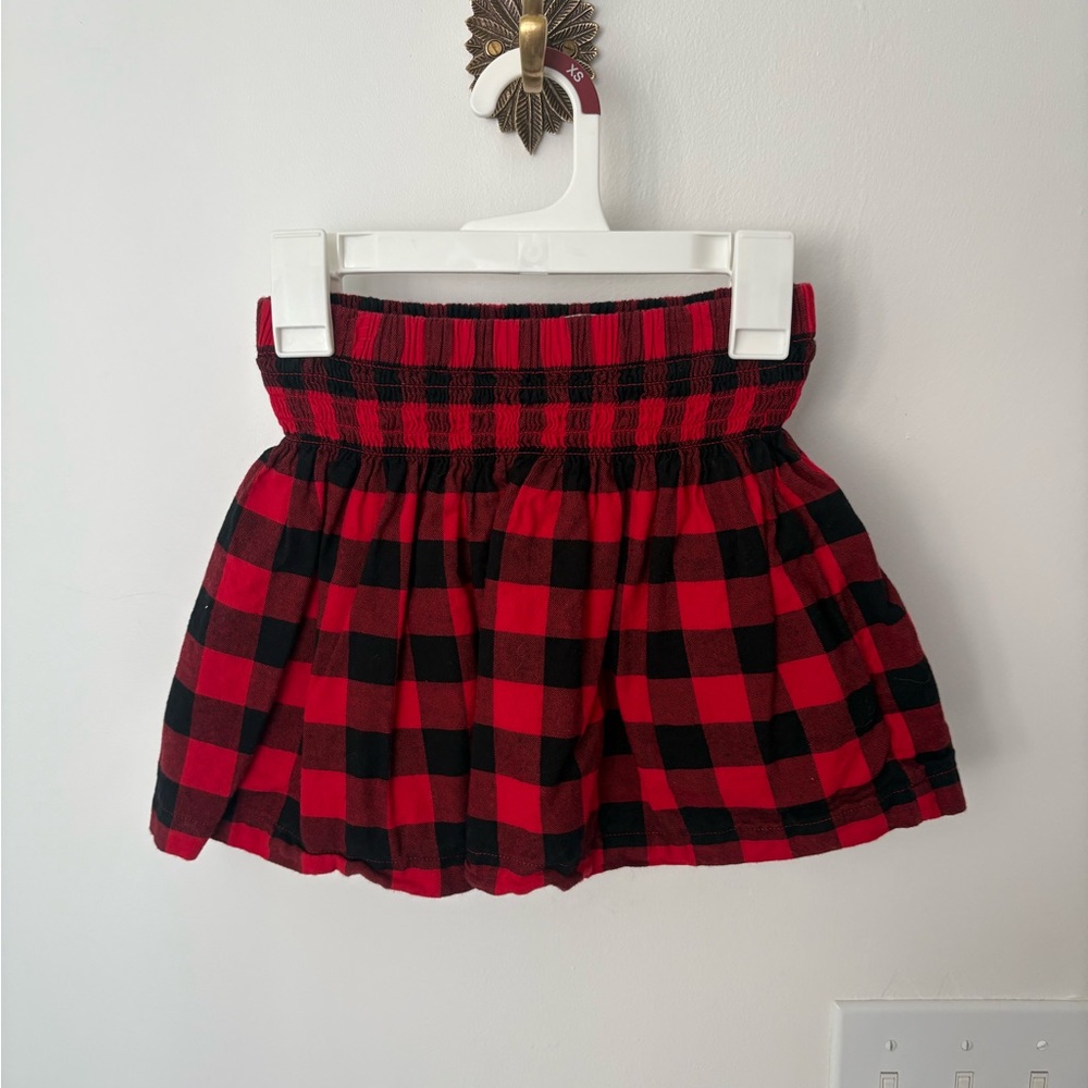 GAP kids Red and Black Checkered Mini Skirt